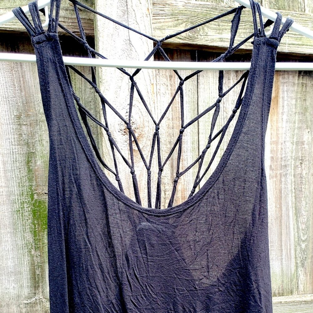 Loose black woven back top